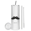 Tumbler stainless steel 600ml, with metal straw & cleaning brush