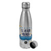 Metallic water bottle, stainless steel, 750ml