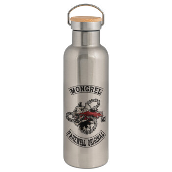 Day's Gone, mongrel farewell original, Stainless steel Silver with wooden lid (bamboo), double wall, 750ml