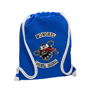 Day's Gone, mongrel farewell original, Backpack pouch GYMBAG Blue, with pocket (40x48cm) & thick cords