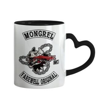 Day's Gone, mongrel farewell original, Mug heart black handle, ceramic, 330ml