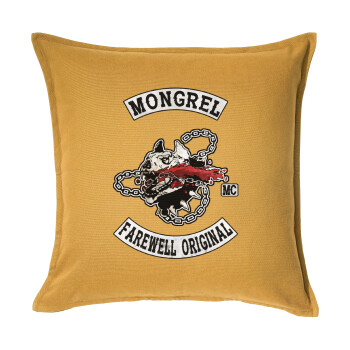 Day's Gone, mongrel farewell original, Sofa cushion YELLOW 50x50cm includes filling