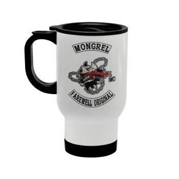 Day's Gone, mongrel farewell original, Stainless steel travel mug with lid, double wall white 450ml