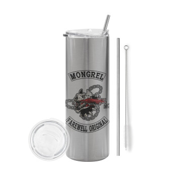 Day's Gone, mongrel farewell original, Tumbler ποτήρι θερμό Ασημένιο από ανοξείδωτο ατσάλι 600ml, με μεταλλικό καλαμάκι & βούρτσα καθαρισμού