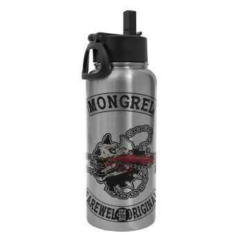 Day's Gone, mongrel farewell original, Metal mug thermo Silver with Straw and Spout Lid (Stainless steel), double wall, 950ml