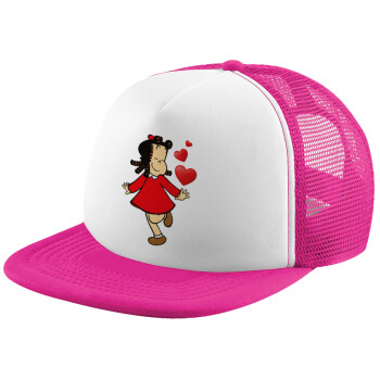 La petite Lulu, Adult Soft Trucker Hat with Pink/White Mesh (POLYESTER, ADULT, UNISEX, ONE SIZE)