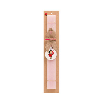 La petite Lulu, Easter Set, wooden keychain & scented flat Easter candle (30cm) (PINK)