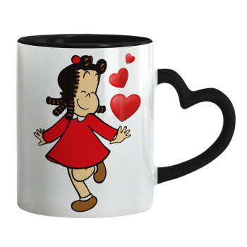 La petite Lulu, Mug heart black handle, ceramic, 330ml