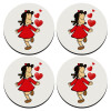 SET of 4 round wooden coasters (9cm)