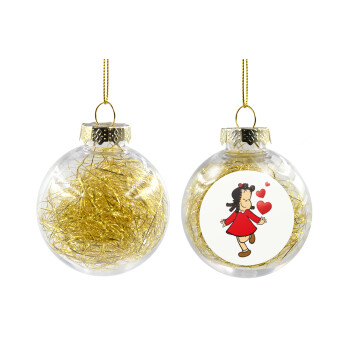 La petite Lulu, Transparent Christmas tree ball ornament with gold filling 8cm