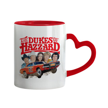 The Dukes of Hazzard, Mug heart red handle, ceramic, 330ml