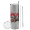 Tumbler stainless steel Silver 600ml, with metal straw & cleaning brush