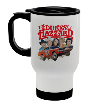 The Dukes of Hazzard, Stainless steel travel mug with lid, double wall white 450ml
