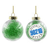 Transparent Christmas tree ball ornament with green filling 8cm