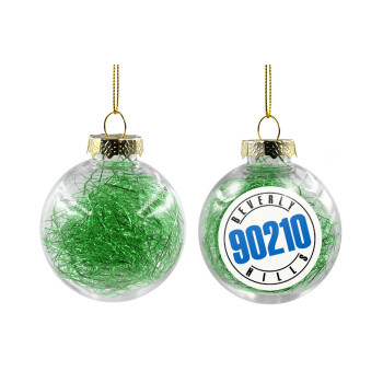 Beverly Hills, 90210, Transparent Christmas tree ball ornament with green filling 8cm