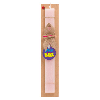 Saved by the Bell, Easter Set, wooden keychain & scented flat Easter candle (30cm) (PINK)