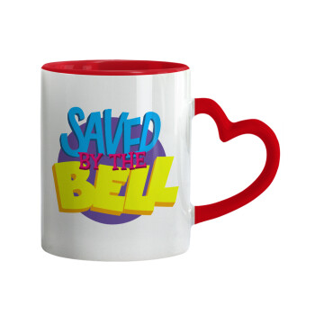 Saved by the Bell, Mug heart red handle, ceramic, 330ml