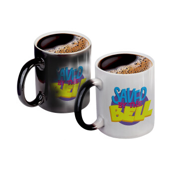 Saved by the Bell, Color changing magic Mug, ceramic, 330ml when adding hot liquid inside, the black colour desappears (1 pcs)