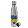 Metallic water bottle, stainless steel, 750ml