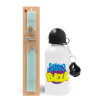 Easter Set, metallic aluminum water bottle (500ml) & scented flat candle (30cm) (TURQUOISE)