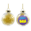 Transparent Christmas tree ball ornament with gold filling 8cm