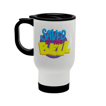 Saved by the Bell, Stainless steel travel mug with lid, double wall white 450ml