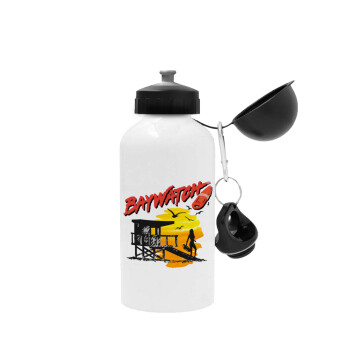 Baywatch, Metal water bottle, White, aluminum 500ml