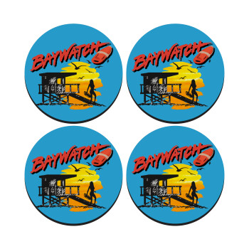 Baywatch, SET of 4 round wooden coasters (9cm)