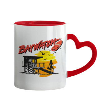 Baywatch, Mug heart red handle, ceramic, 330ml