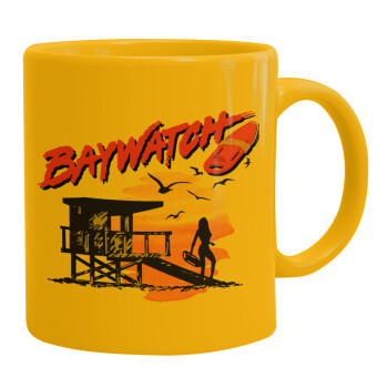 Baywatch, Ceramic coffee mug yellow, 330ml