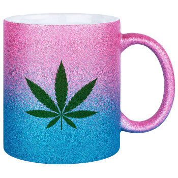 Weed, Κούπα Χρυσή/Μπλε Glitter, κεραμική, 330ml