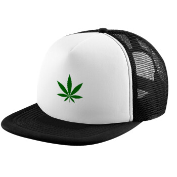 Weed, Καπέλο παιδικό Soft Trucker με Δίχτυ ΜΑΥΡΟ/ΛΕΥΚΟ (POLYESTER, ΠΑΙΔΙΚΟ, ONE SIZE)