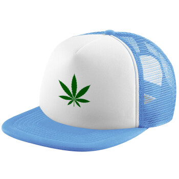 Weed, Καπέλο παιδικό Soft Trucker με Δίχτυ ΓΑΛΑΖΙΟ/ΛΕΥΚΟ (POLYESTER, ΠΑΙΔΙΚΟ, ONE SIZE)