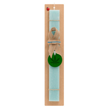 Weed, Easter Set, wooden keychain & aromatic flat Easter candle (30cm) (TURQUOISE)