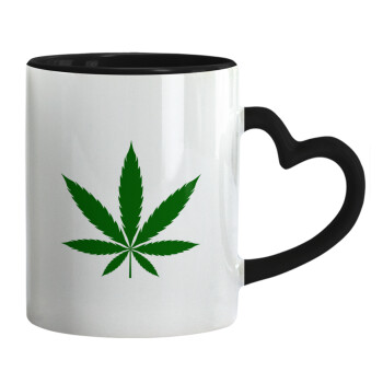 Weed, Mug heart black handle, ceramic, 330ml