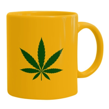 Weed, Ceramic coffee mug yellow, 330ml (1pcs)