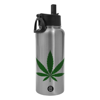 Weed, Metal mug thermo Silver with Straw and Spout Lid (Stainless steel), double wall, 950ml