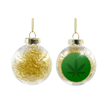 Weed, Transparent Christmas tree ball ornament with gold filling 8cm