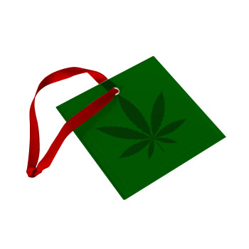 Weed, Christmas ornament, glass square ornament 9x9cm