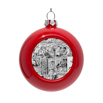 Classic comic Limited B/W, Red Christmas tree ornament bauble 8cm