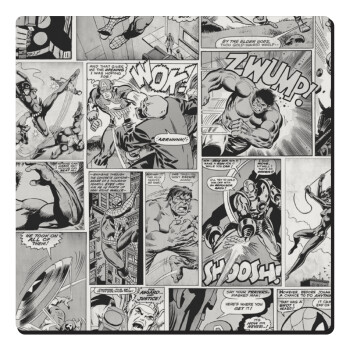 Classic comic Limited B/W, Τετράγωνο μαγνητάκι ξύλινο 6x6cm