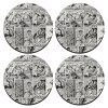 SET of 4 round wooden coasters (9cm)