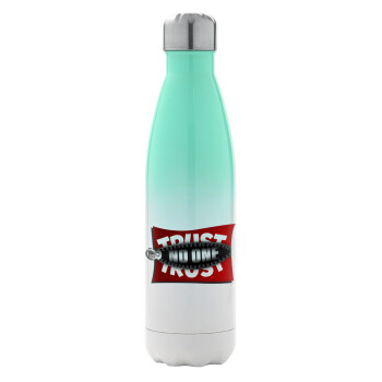 Trust no one... (zipper), Metal mug thermos Green/White (Stainless steel), double wall, 500ml