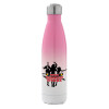 Metal mug thermos Pink/White (Stainless steel), double wall, 500ml