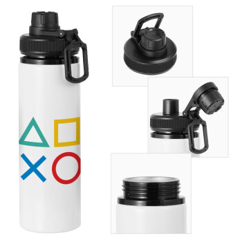 Gaming Symbols, Metal water bottle with safety cap, aluminum 850ml