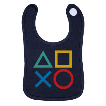 Gaming Symbols, Σαλιάρα με Σκρατς 100% Organic Cotton Μπλε (0-18 months)