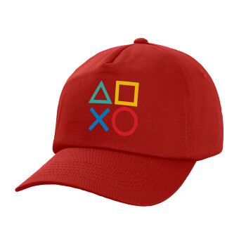 Gaming Symbols, Children's Baseball Cap, 100% Cotton Twill, Red (COTTON, CHILDREN'S, UNISEX, ONE SIZE)