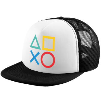 Gaming Symbols, Καπέλο παιδικό Soft Trucker με Δίχτυ ΜΑΥΡΟ/ΛΕΥΚΟ (POLYESTER, ΠΑΙΔΙΚΟ, ONE SIZE)