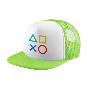 Gaming Symbols, Καπέλο Ενηλίκων Soft Trucker με Δίχτυ ΠΡΑΣΙΝΟ/ΛΕΥΚΟ (POLYESTER, ΕΝΗΛΙΚΩΝ, ONE SIZE)