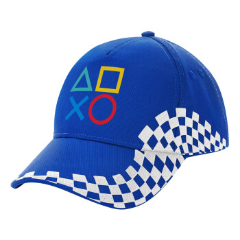 Gaming Symbols, Adult Ultimate BLUE RACING Cap, (100% COTTON DRILL, ADULT, UNISEX, ONE SIZE)